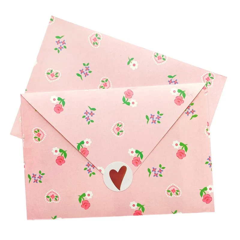 

10pcs/lot Pink Creative flower envelope letterhead roses letter paper love letters Color Gift Card 16*11cm