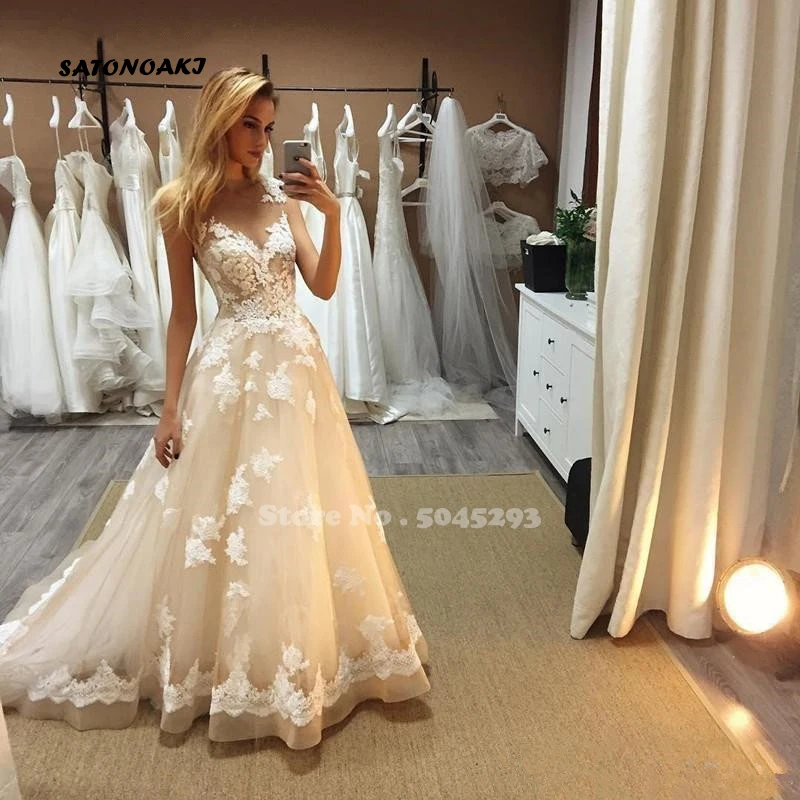 

Vestidos De Novia 2023 New Simple Gorgeous Wedding Dress A Line Lace Applique Sleeveless Princesa Bridal Gown Robe Mariée Custom