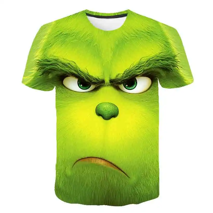 

Funny Movie Christmas Green Grinch 3D Print Boy T-shirt Kid Cute Summer Short Sleeve T shirt Baby Children Casual Tees Tops