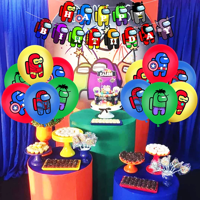 

Hot-selling Christmas Superhero Theme Party Balloon Set, Birthday Party Decoration, Cake DIY Hanging Flag Combination Pendant,