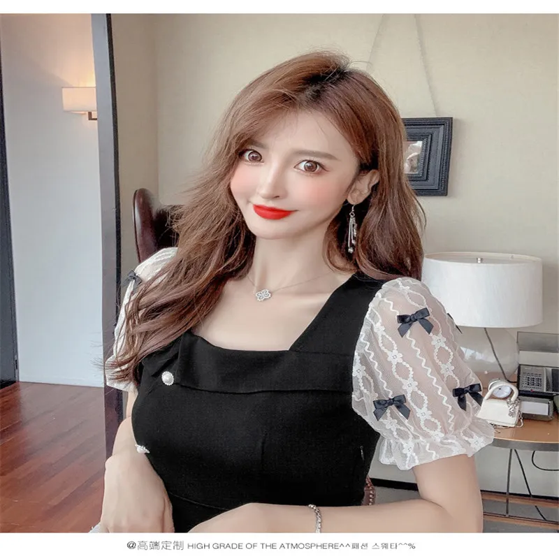 

Lace Dress For Women 2021 Spring Summer New Fashion Elegant Two-piece Plus Size Slim Black Dresses Female LR1177