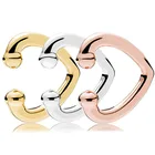 Женские серьги-гвоздики из серебра 925 пробы, с открытым сердцем