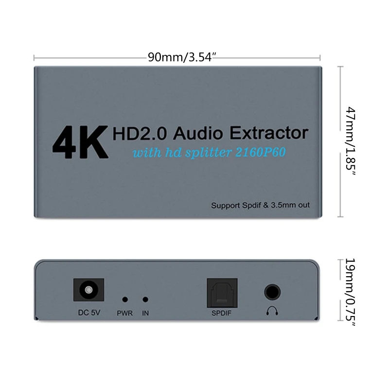 4K 60 Гц SPDIF HDR 1 в 2 выхода HDMI-совместимый 0 аудио экстрактор сплиттер Авто HDCP