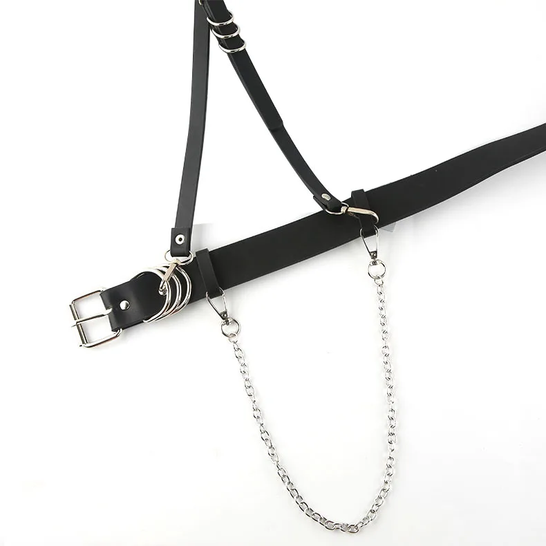 

Women fashion Gothic punk Hiphop Leather Metal Waist Chain belt Rock Nightclub Sexy waistband Jeans Dress Decorative accessory
