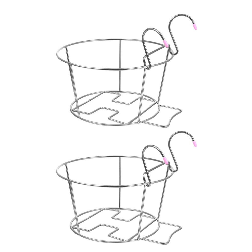 

2pcs Stainless Steel Planter Holders Balcony Flower Pot Rack for Potted Plants