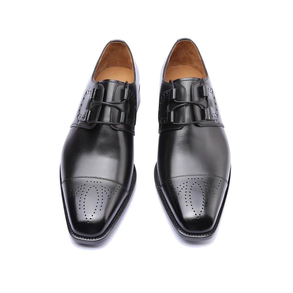 Мужские туфли Дерби из натуральной кожи роскошные брендовые винтажные деловые