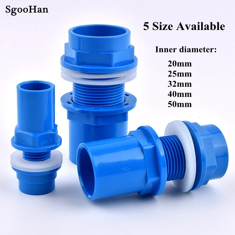 2~20pcs Blue I.D 20~50mm PVC Aquarium Butt Fish Tank Pipe Drainage Connector Thicken UPVC Pipe Drain Adapter Inlet Outlet Joints
