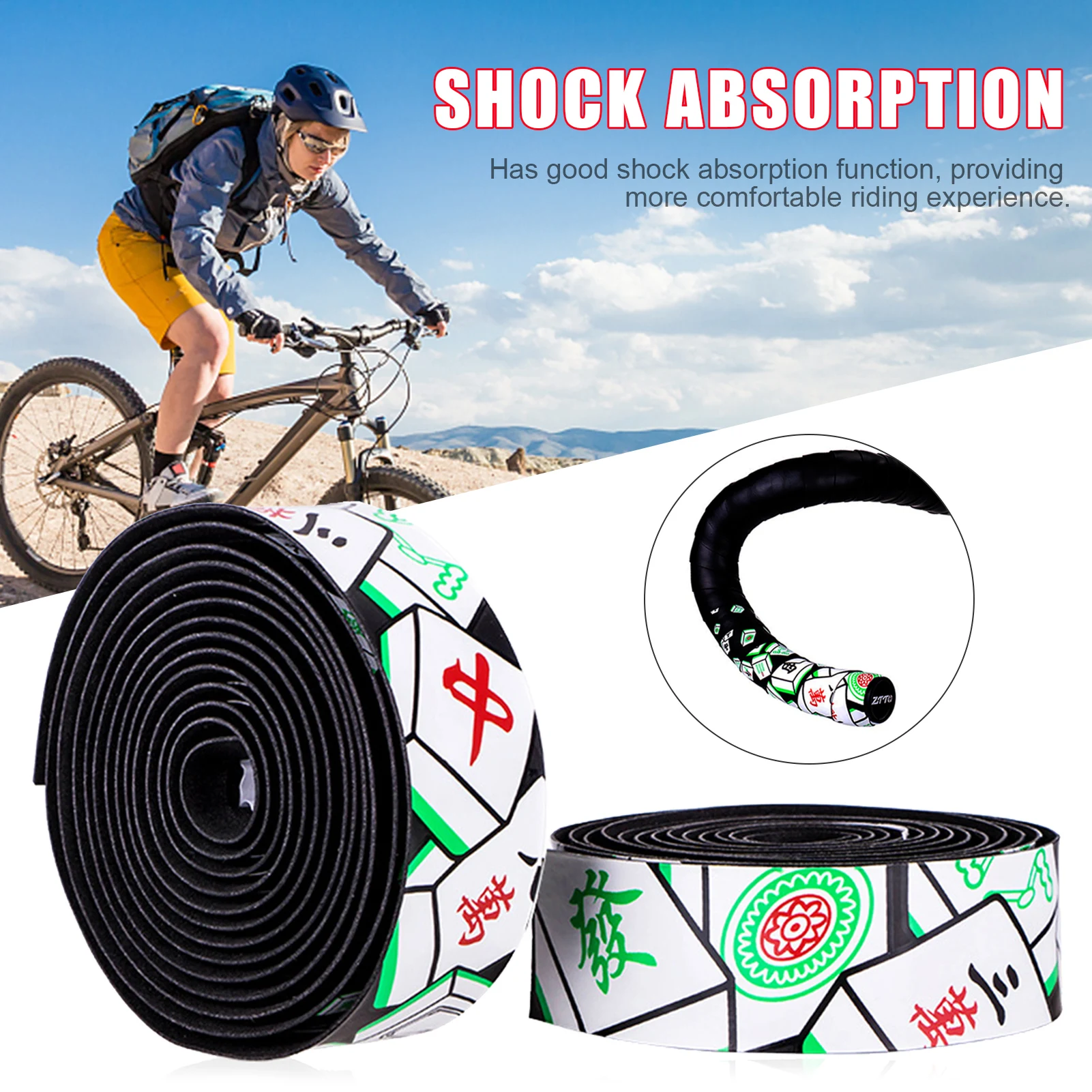 

Road Bike Bar Tape Chinese Mahjong Handlebar Tapes Non-Slip Sweat-absorbent Wrap Durable Shock-Proof Roadbike Bartape