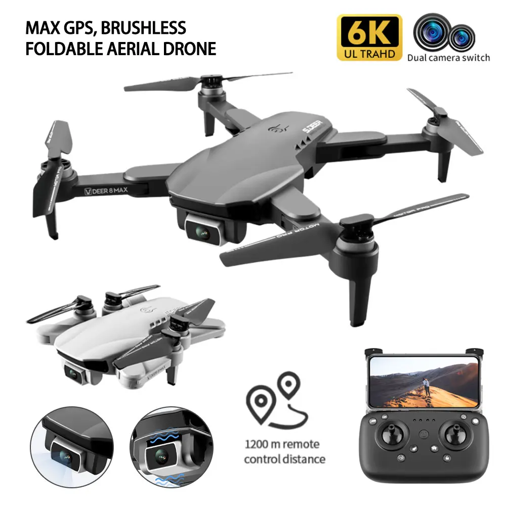 LU8 MAX GPS Дрон с разрешением 4k Профессиональный 6K HD 6-Axis Dual Камера складного