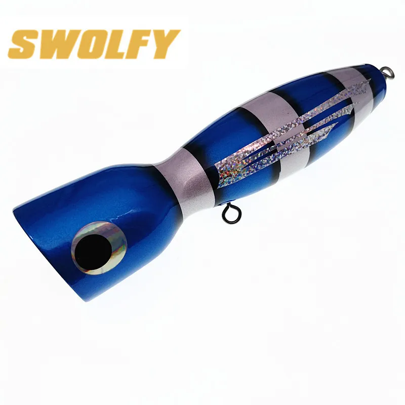 SWOLFY 4 шт. 175 мм 120 г морской деревянный Поппер рыболовная приманка Big Game Topwater