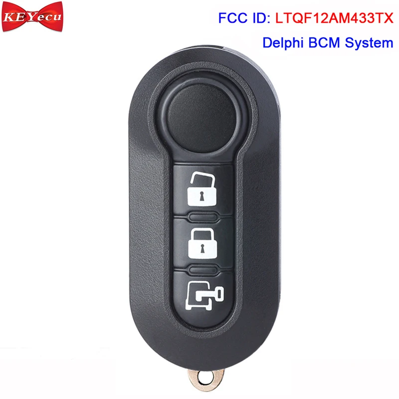 KEYECU для Fiat 500 2012 2013 2014 2015 2016 (Delphi BCM) дистанционный брелок LTQF12AM433TX ID46 чип 434 МГц|Ключ