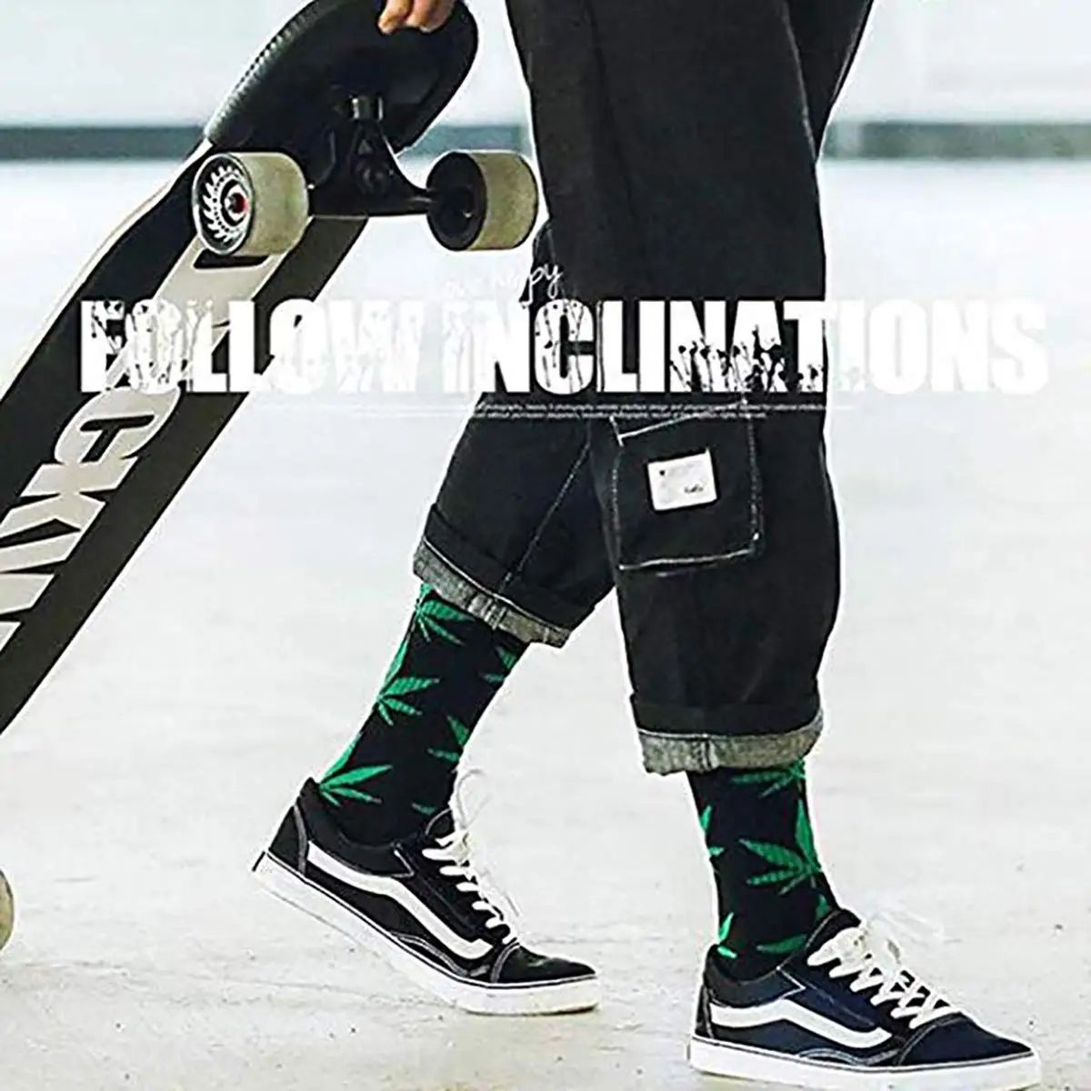 Носки мужские для скейтборда хлопок счастливая мода кленовый лист Конопляный