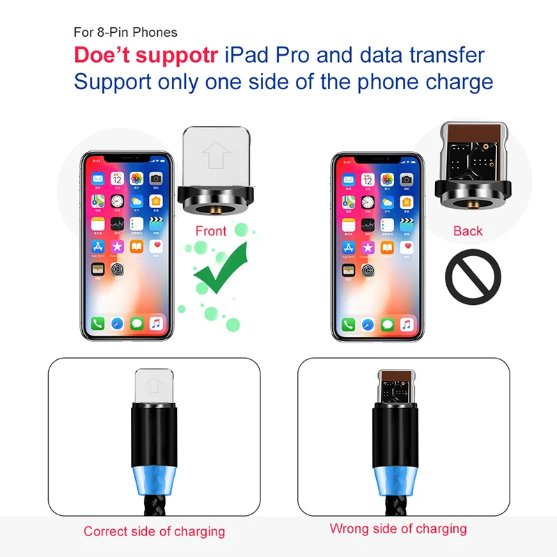 Smartphone Magnetic Cable Micro USB For Samsung Android Mobile Phone Type-c Charging iPhone XS XR 8 Magnet Charger Wire Cord | Мобильные