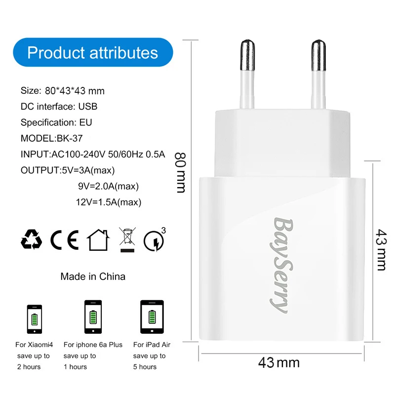 BaySerry 20 Вт USB кабель с разъемом Type C PD быстрое зарядное устройство 4 0 3 ЕС для iPhone 12 11