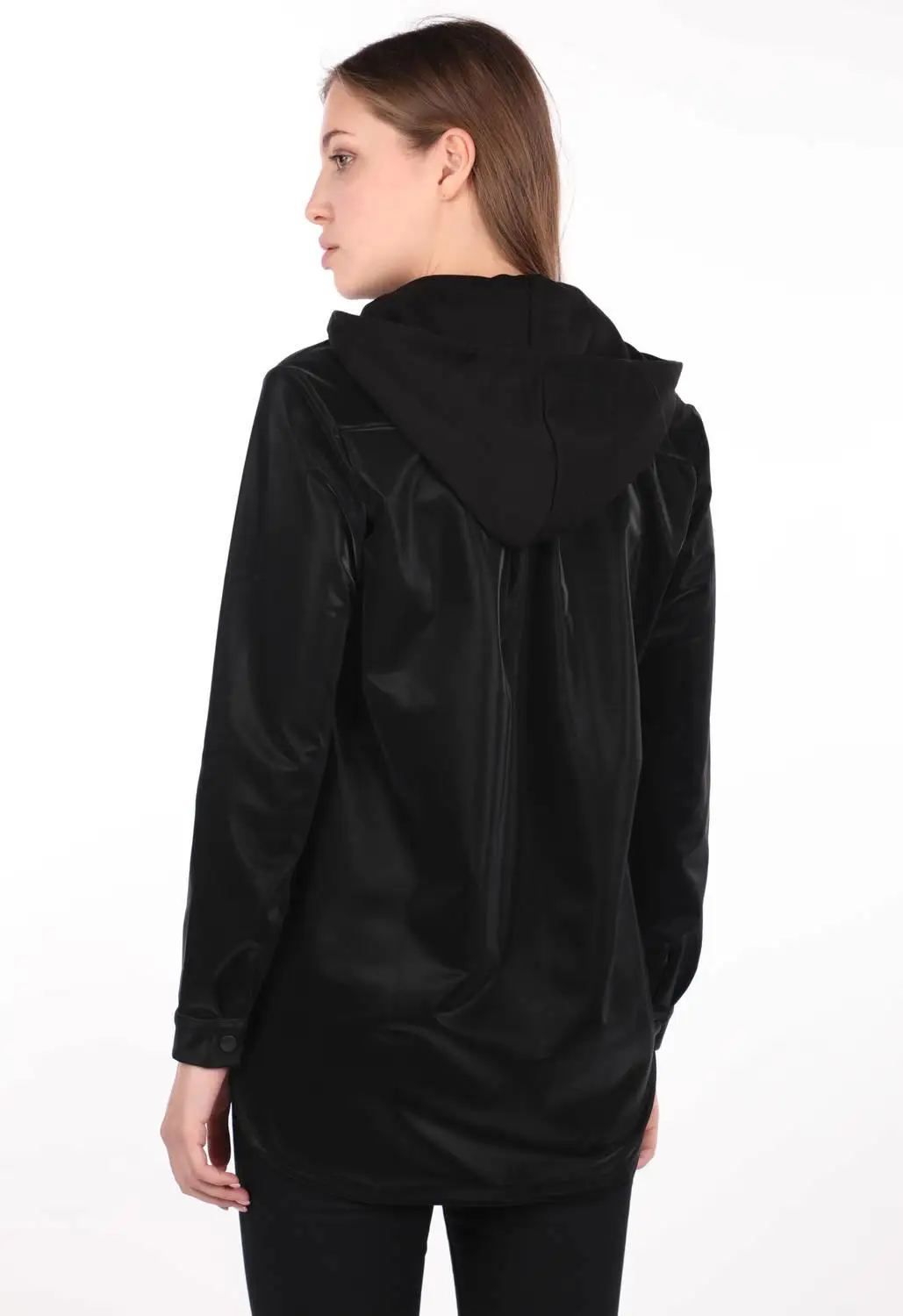 

Markapia Hooded Leather Thin Jacket