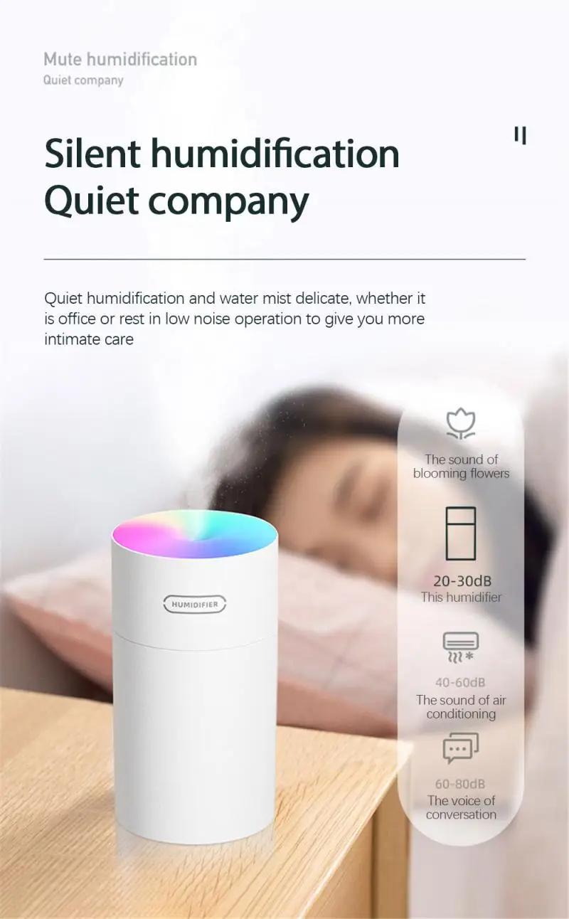 

270ml Air Humidifier USB Fogger Mist Maker With LED Night Lamp Essential Oil Diffuser For Home Portable Air Purifiers