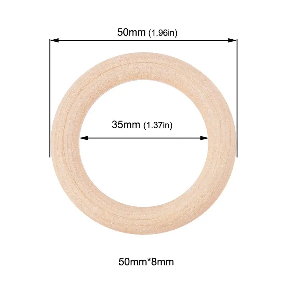 50mm Sutoyuen, детский прорезыватель, 100 шт, деревянное круглое деревянное кольцо 40-70 мм, сделай сам, браслет, рукоделие, подарок, деревянный прорезыватель, натуральные аксессуары для прорезывания зубов - Цвет: 50mm