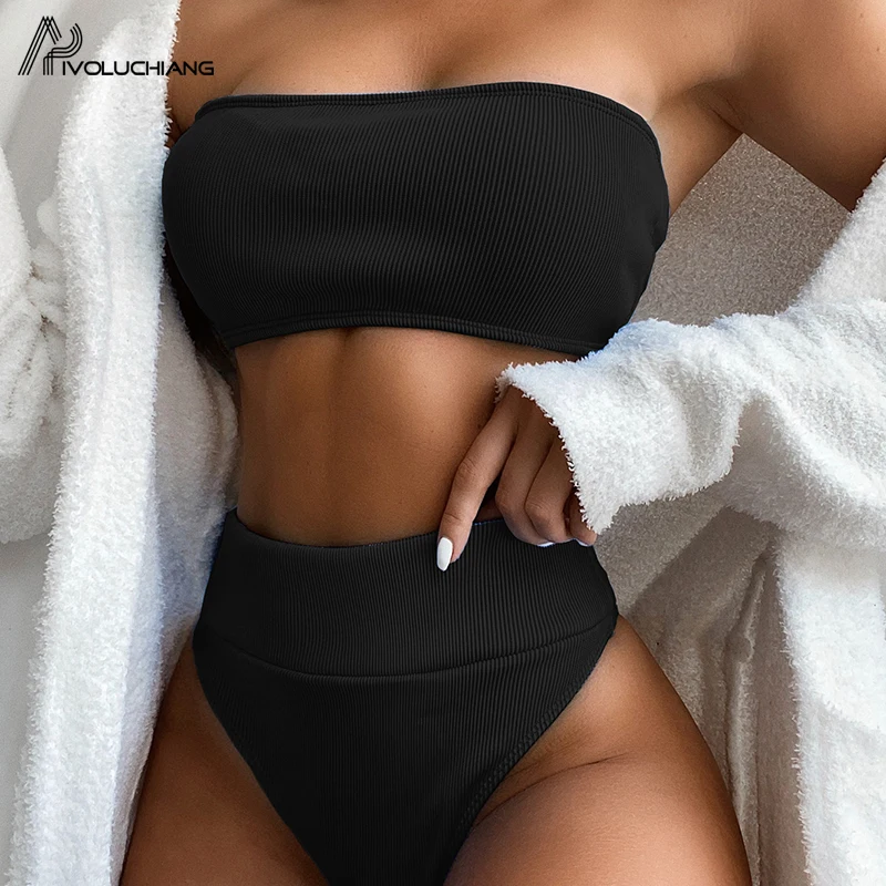 Женское бикини без бретелек соблазнительный купальник 2020 Однотонный женский