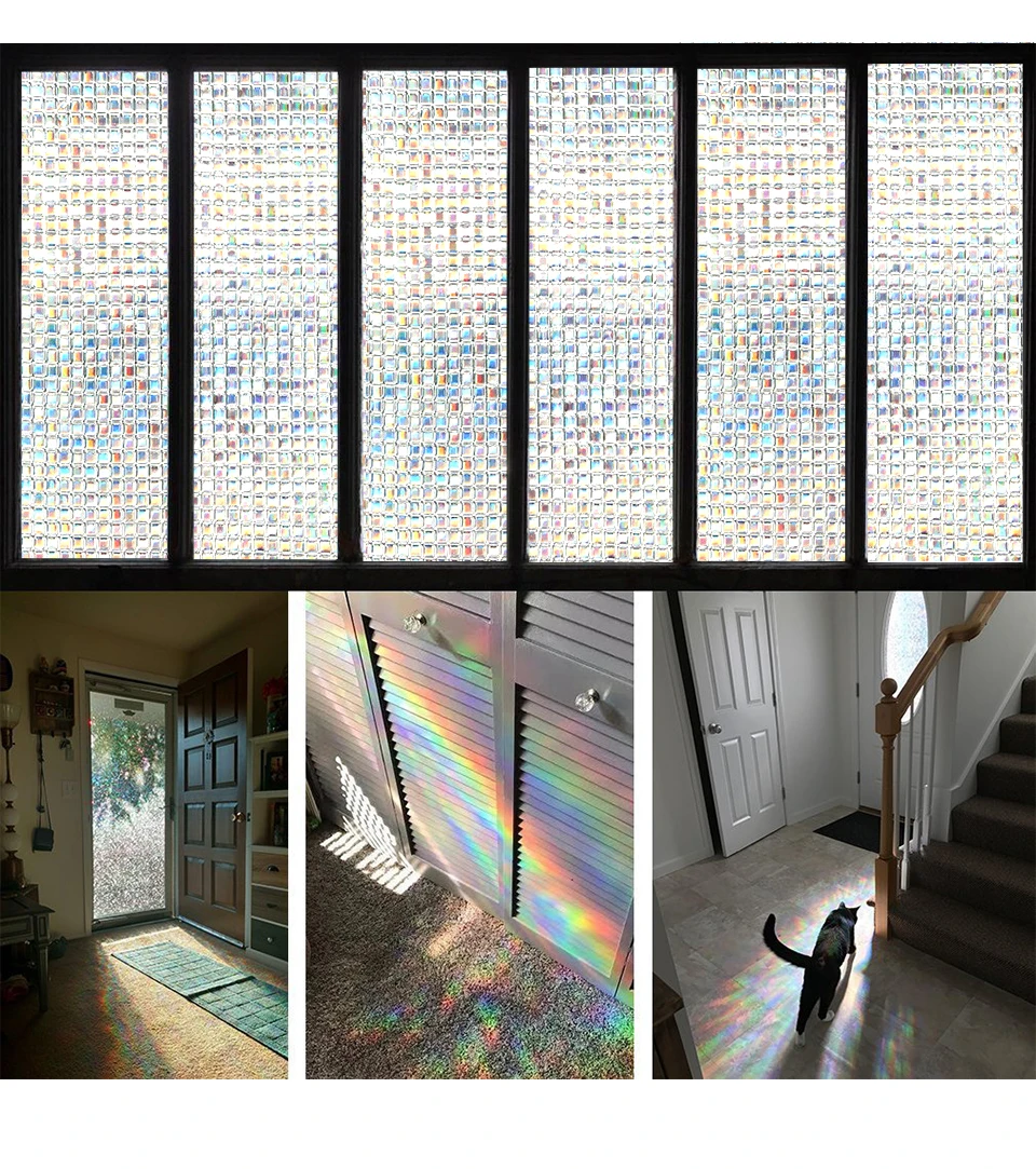 3D витражная мозаика декоративная оконная пленка статическая конфиденциальность