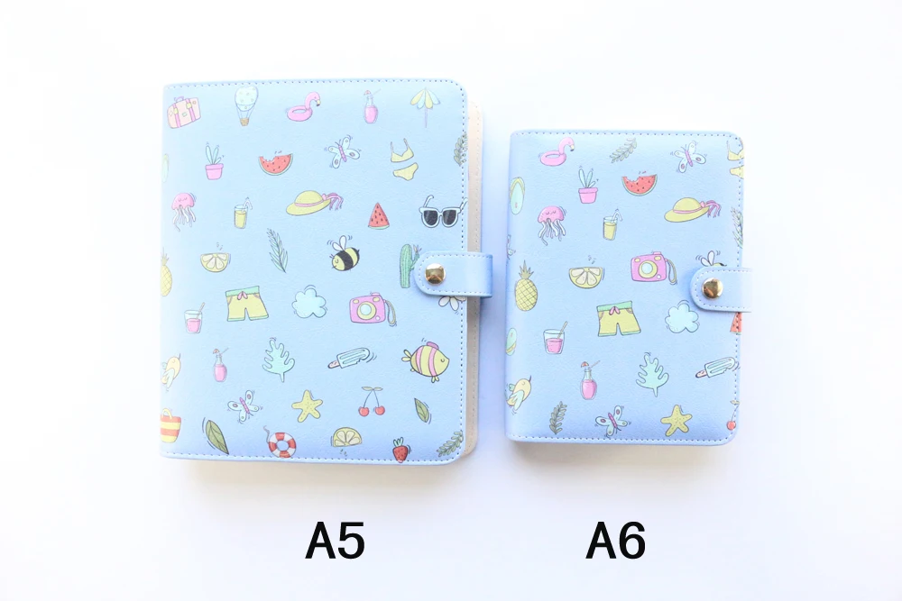 Domikee cute leather hardcover 6 rings binder planner agenda organizer office school refillable spiral notebooks stationery A5A6