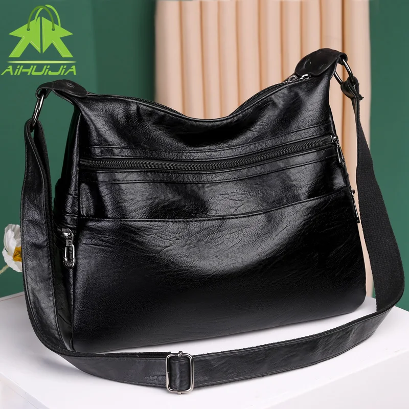 

Сумка кросс-боди Женская из экокожи, роскошный саквояж большой вместимости, однотонный чемоданчик на плечо, модный мессенджер