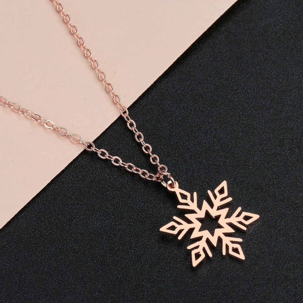 Женское Ожерелье из нержавеющей стали с подвеской в виде снежинки|Ожерелья
