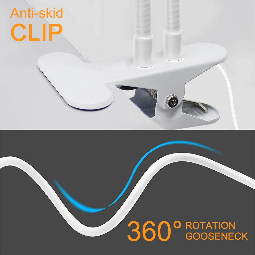 

Clip on Selfie Ring Light with Long Arm Cell Phone Mobile Holder Desk Table Lamp LED Fill Light Gooseneck Reading Light