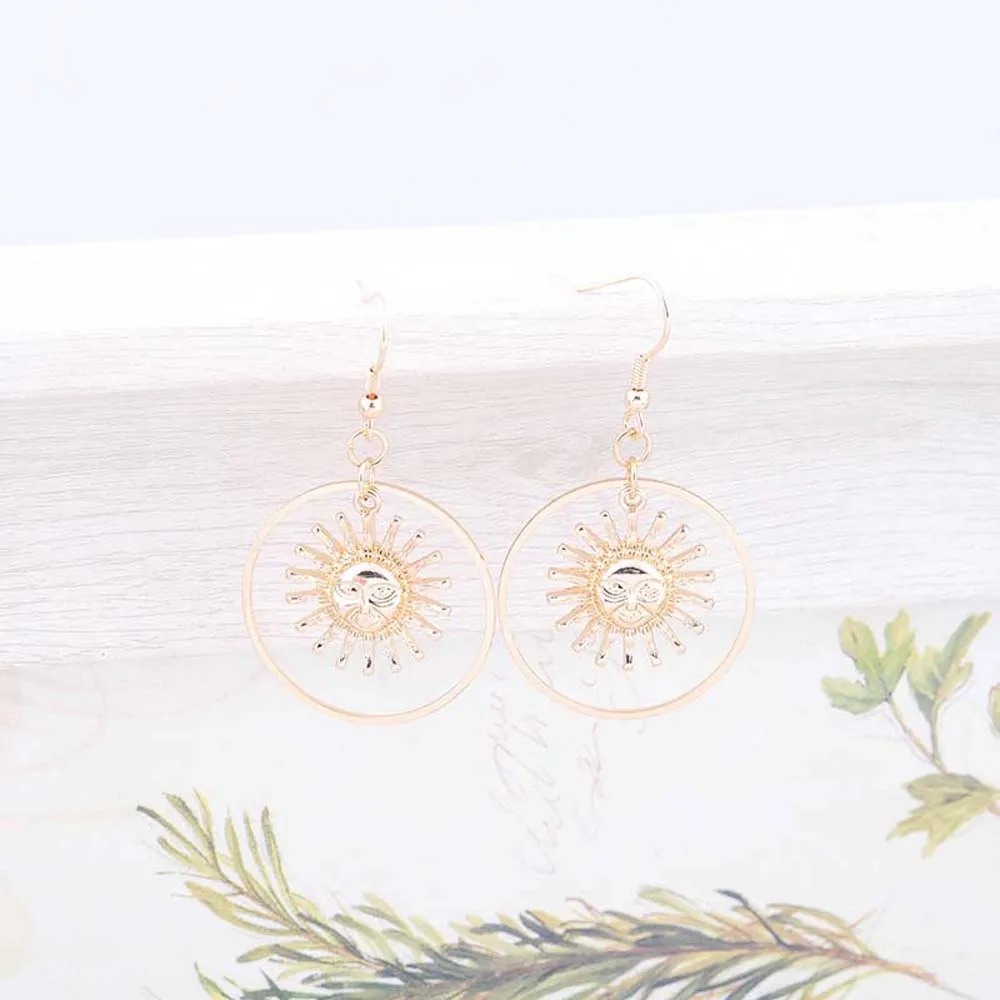 Серьги-капли ручной работы золотого солнца Apollo Helios для женщин женские