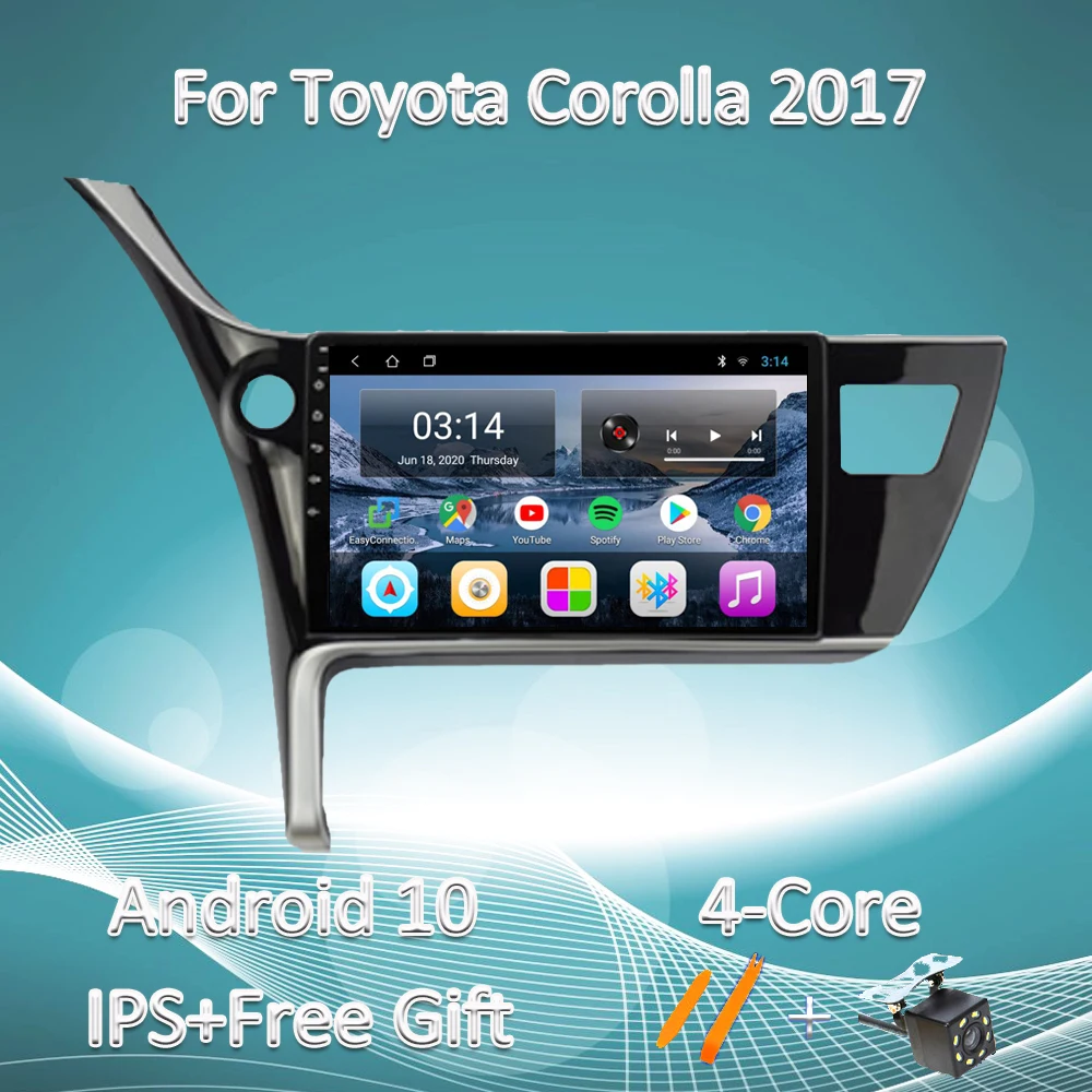 2 Din IPS Android 10 For Toyota Corolla 2017 DVD Car Radio Car Multimedia Player GPS Navigation Rear View Camera Bluetooth OBDII