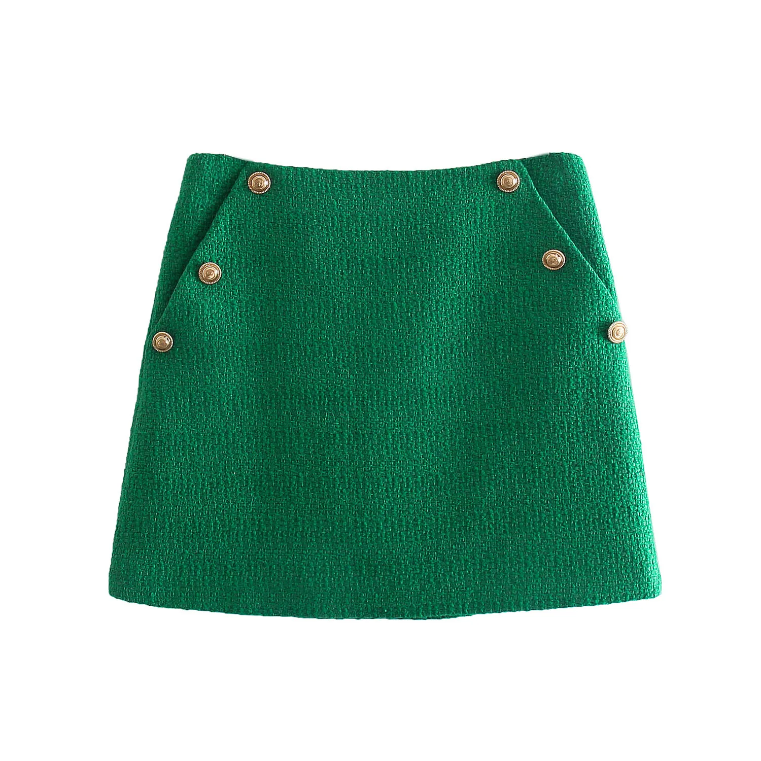 Женская короткая шерстяная юбка зеленая в европейском и американском стиле 2021 1881