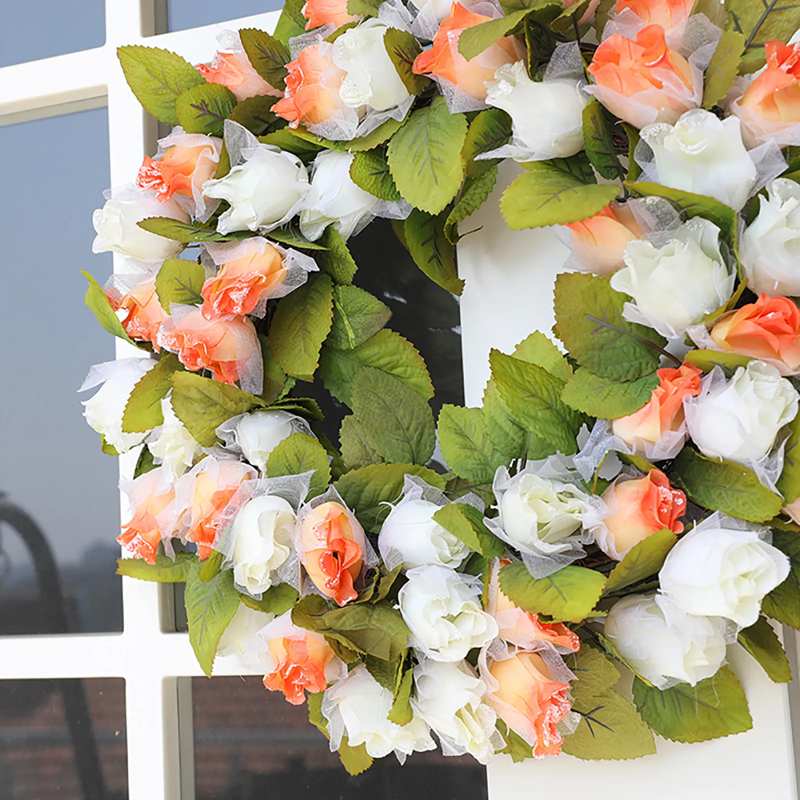 

Artificial Flower Wreath Rose Garland America Independence Day Memorial Day Wreath Home Decoration Door Hanging Accessories #40