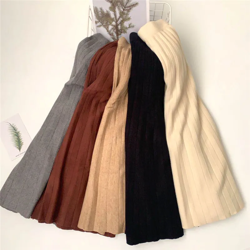 Однотонная элегантная плиссированная юбка женская повседневная миди с высокой