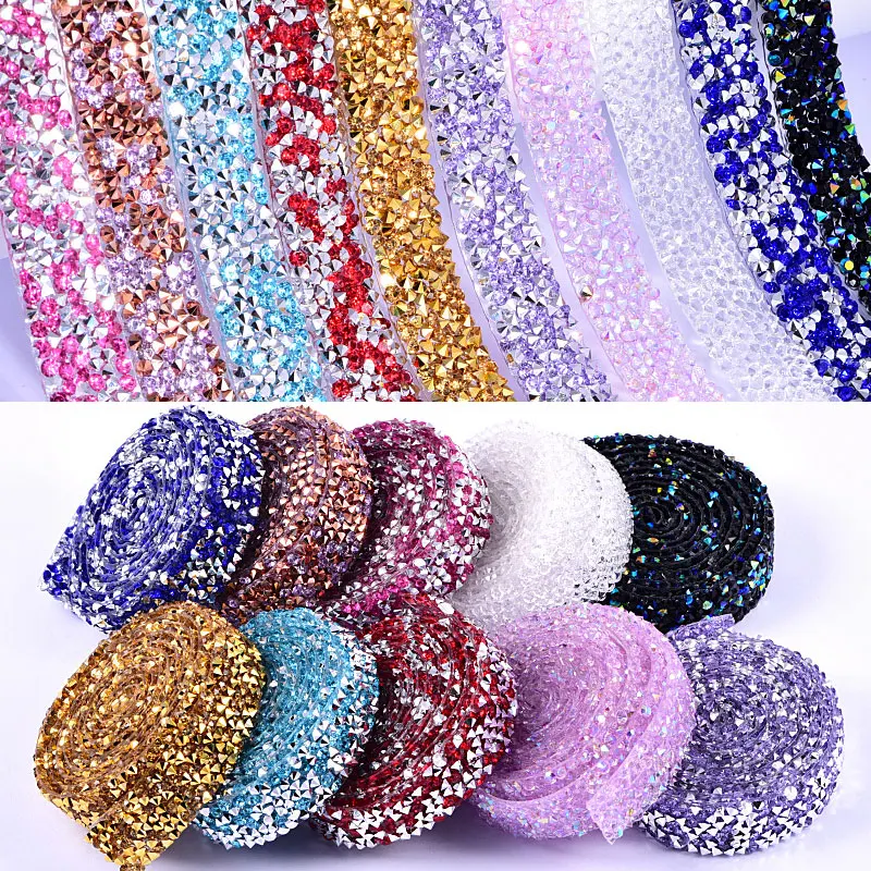 1 ярд смесь цветов смолы Стразы с горячей фиксацией сетка блестящая страз цепь
