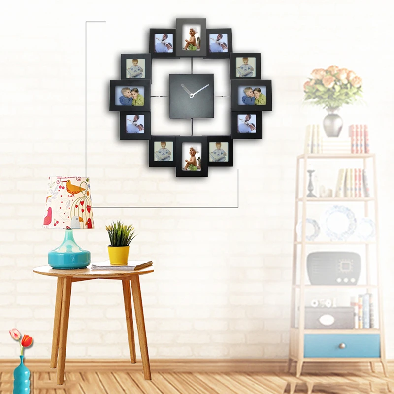 Большая рамка для фотографий часы 2019 новые настенные с 12 картинками современный