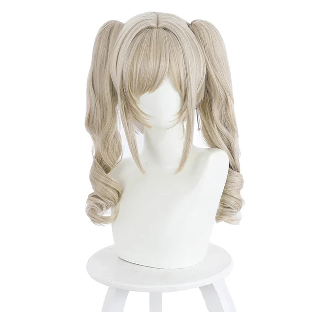 

CosZtkhp Game Genshin Impact Barbara Cosplay Wigs Curly Yellow Ponytails Cosplay Wig Bunches Heat Resistant Synthetic Hair