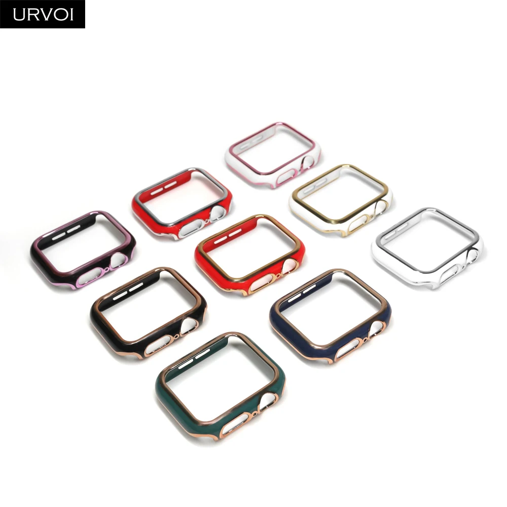 Бампер URVOI для Apple Watch series 6 SE 5 4 3 2 блестящий пластиковый чехол с твердой рамкой iWatch