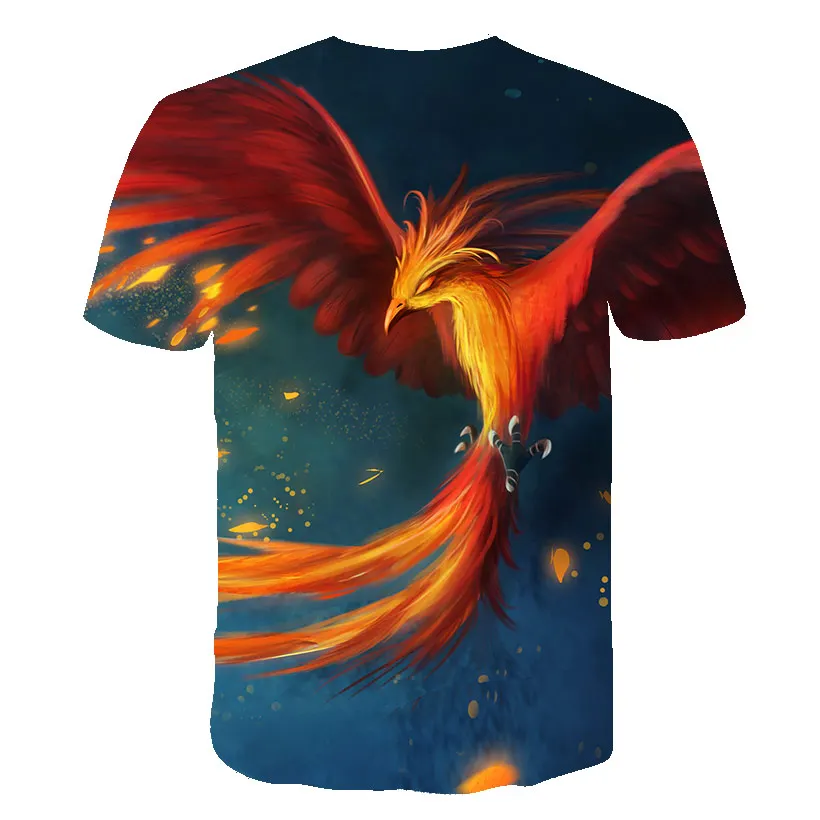 

2020 Summer T-shirt Men t shirt Print Casual Fashion Clothes Tshirts Casual Short Sleeve Phoenix Stitching Pattern Top Tees New