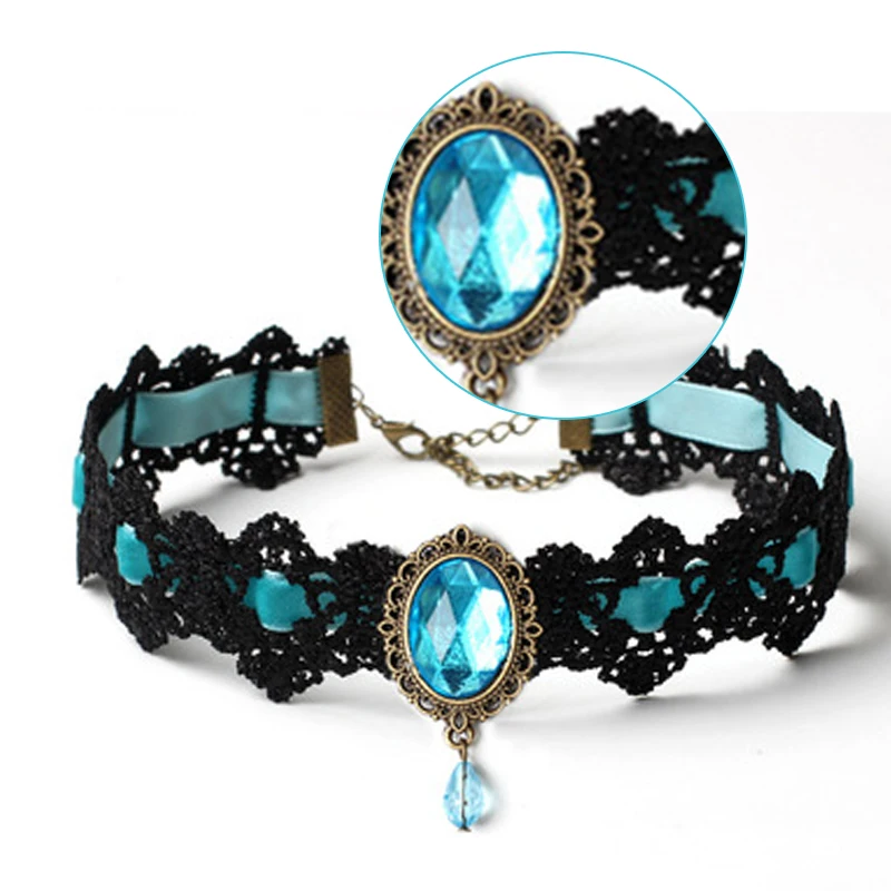 Кружевное ожерелье-чокер с кристаллами Женский винтажный богемский сексуальные