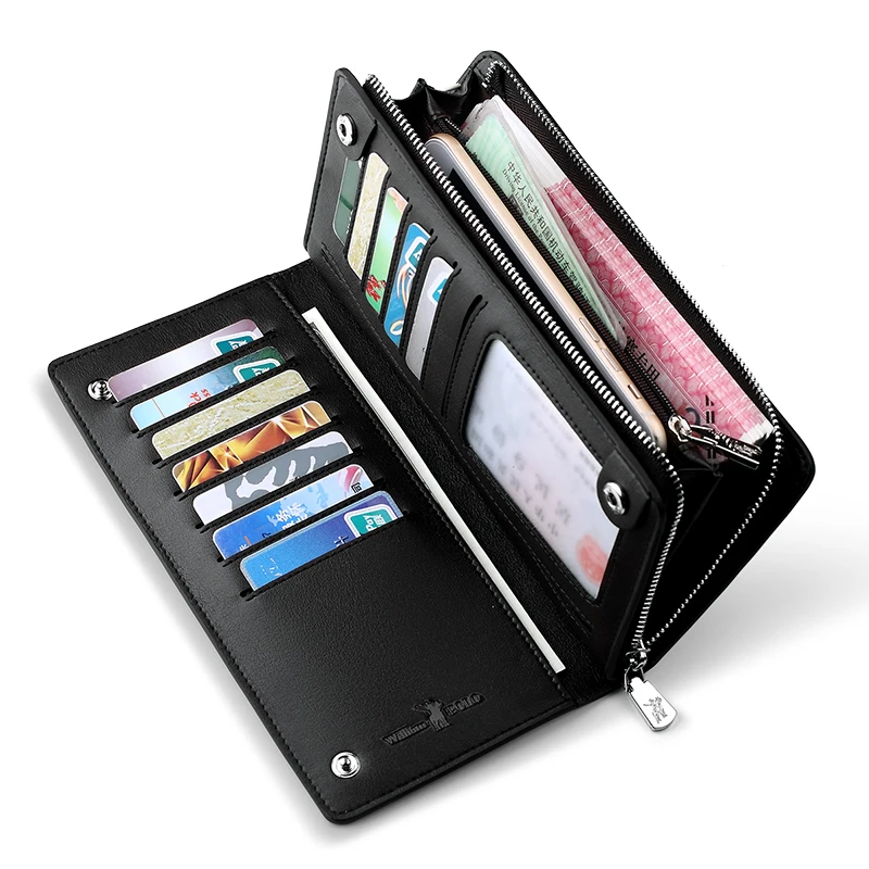 Сумка для карт WILLIAMPO Мужская кожаная с несколькими отделениями противоугонная