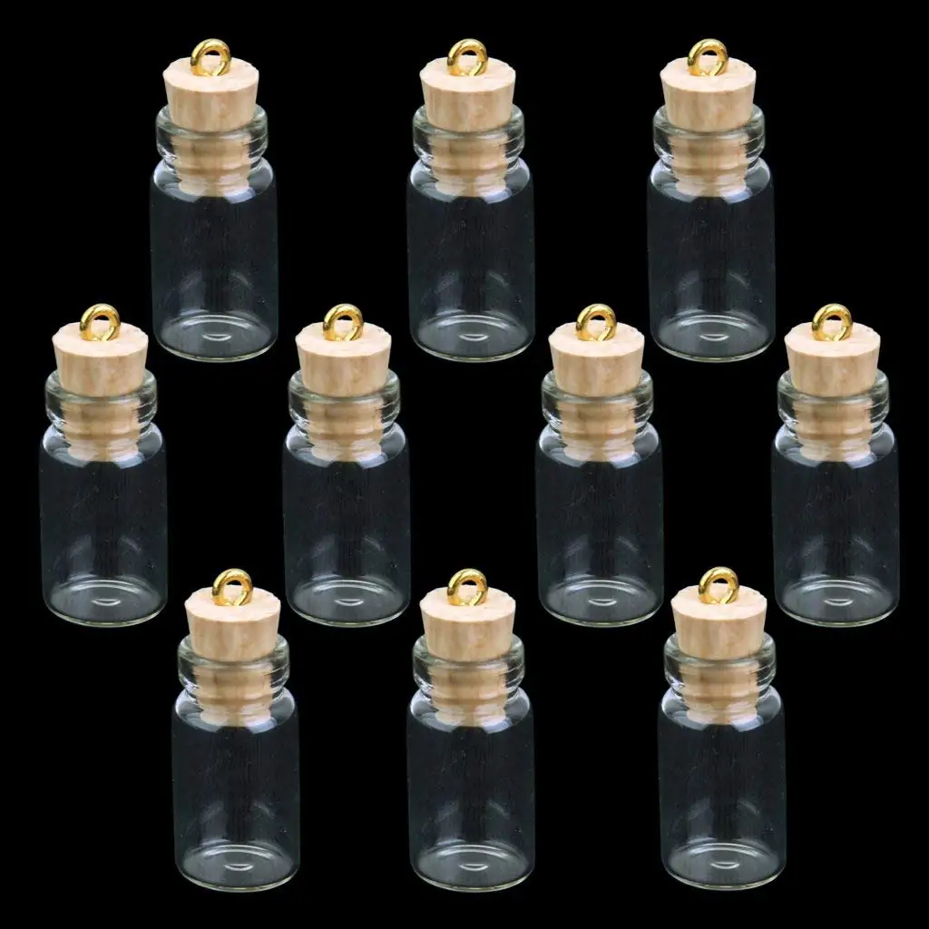 

10Pcs Mini Glass Bottles Small Vials Cork Miniature Clear Glass Jars Multi Usage Cork Stopper Wish Glass (Long Pattern And Cork