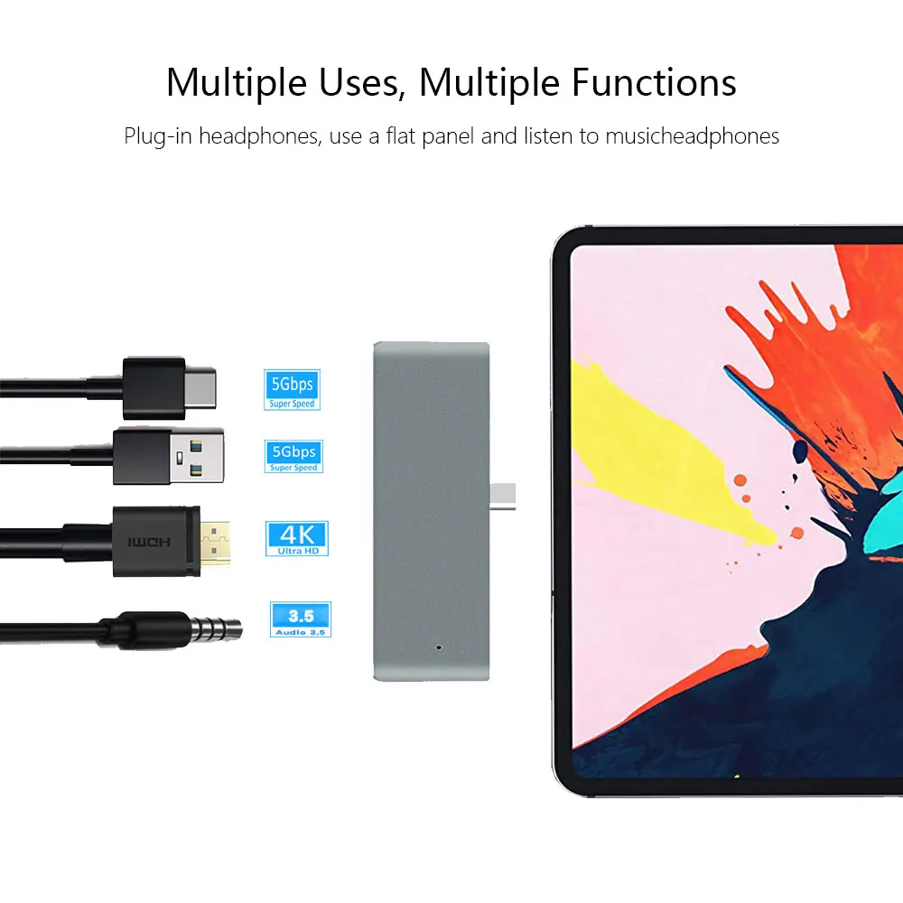 Новый USB C концентратор с 3 5 мм аудио разъемом 4K HDMI Гбит/с порт 18 Вт зарядка мульти