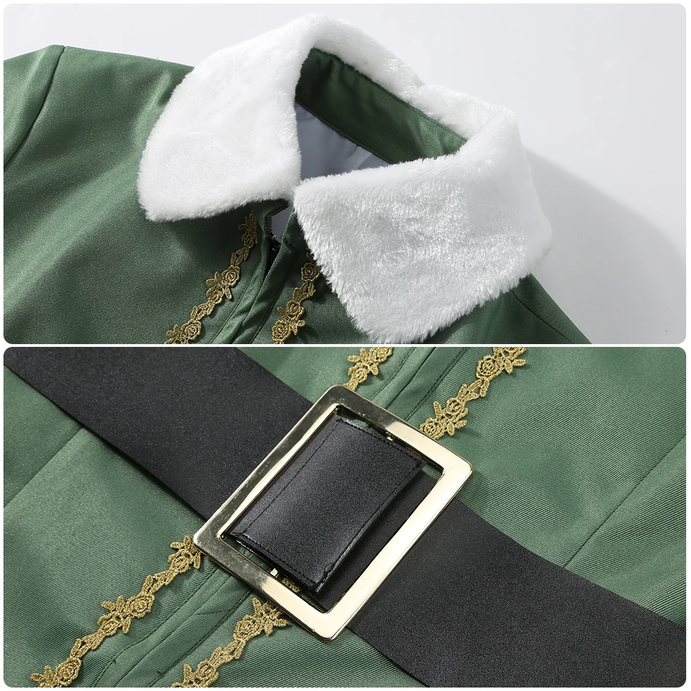 Рождественское платье эльф Тренч костюм для Хэллоуина косплей Рождественский