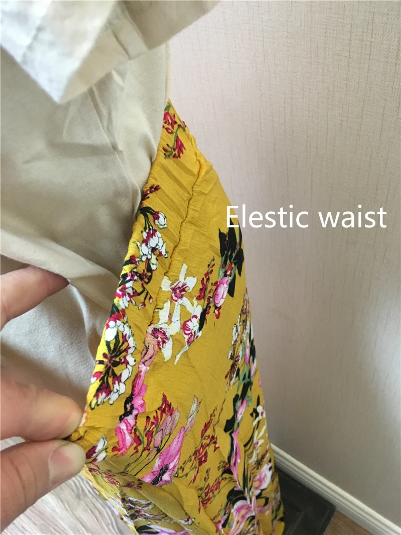 Винтажная модная женская желтая пляжная юбка с цветочным принтом в богемном