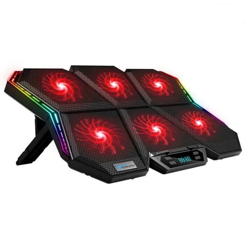 

Кулер COOLCOLD для игрового ноутбука, регулируемая подставка для ноутбука с RGB-подсветкой, 6 вентиляторов, 2600 об/мин, подставка для ноутбука 17 дюй...