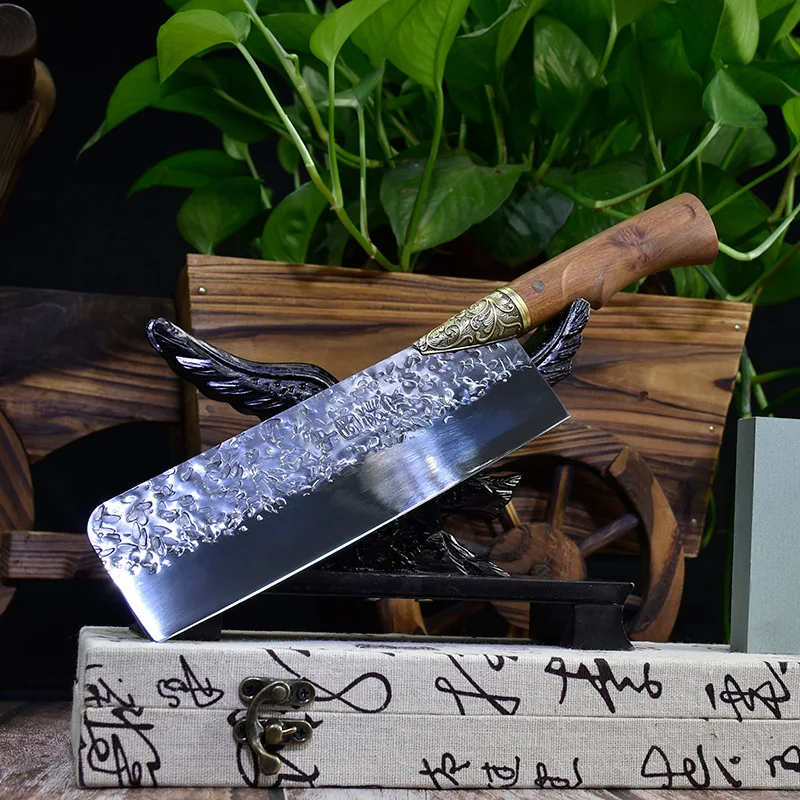 

Professional Chinese Kitchen Knife 7CR17MOV Carbon Steel Multifunctional Meat Cleaver Vegetable Cutter Fixed Blade Cooking Tools