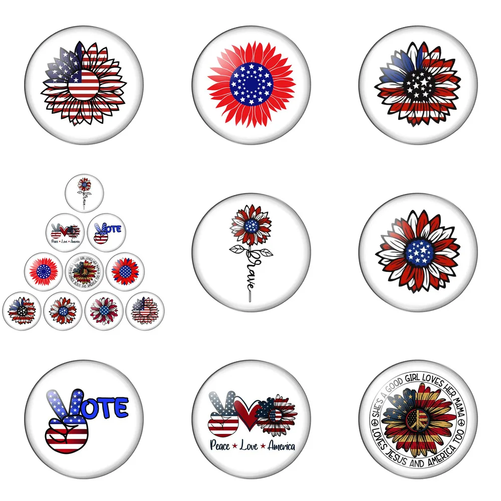 

Flowers of America Peace and Love Usa 12mm/20mm/25mm/30mm Round Photo Glass Cabochon Demo Flat Back Making Findings