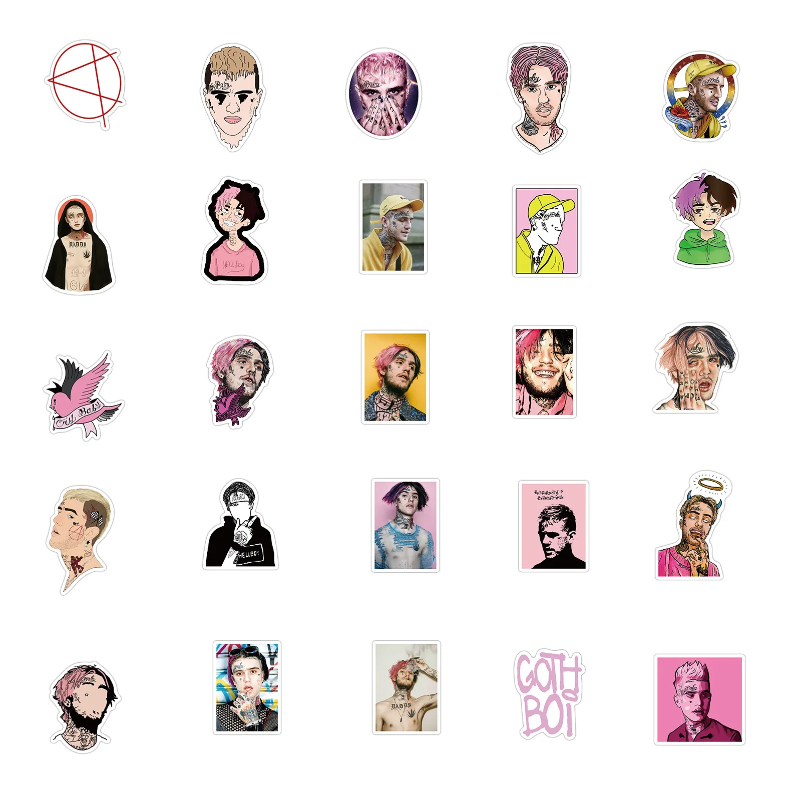 

10/30/50/100PCS Rapper Lil Peep Character Graffiti Sticker For Suitcase Guitar Car Skateboard PVC Sticker Children Toy Gift