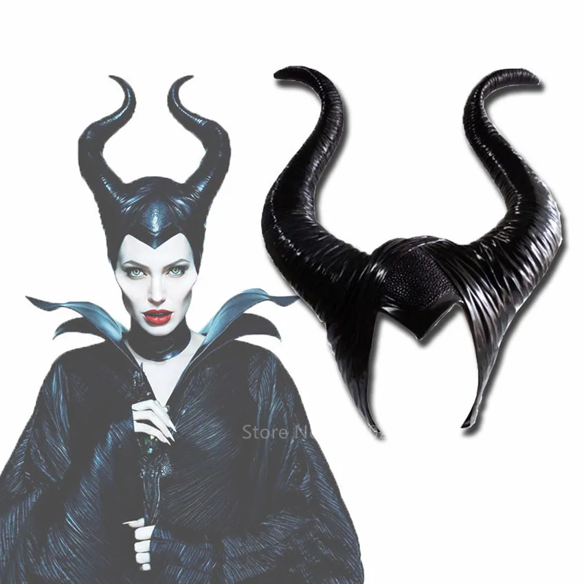 Halloweenw Для женщин Косплэй Maleficen ведьма Queen шапочка головные уборы шлем карнавал