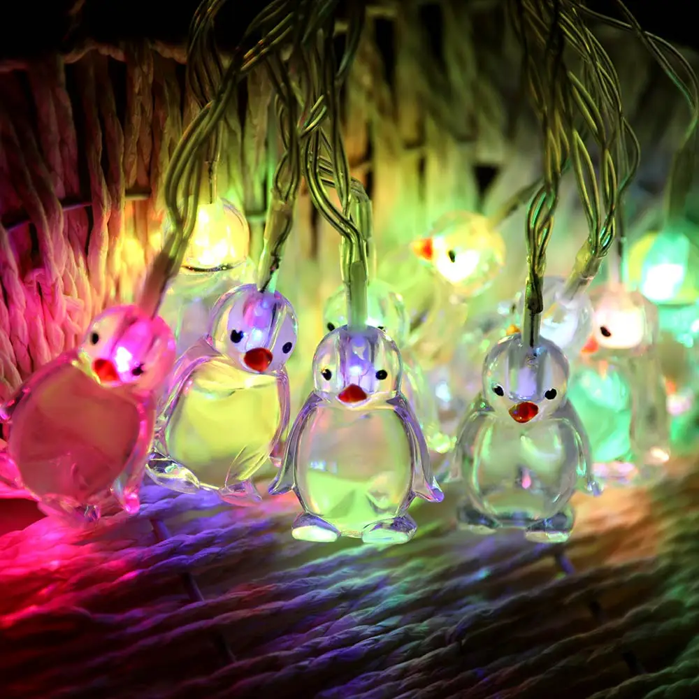 

1.65m Cute LED Penguin Animal Shape String Lights Battery Powered String Lights New Year Christmas Decorations For Home Bedroom