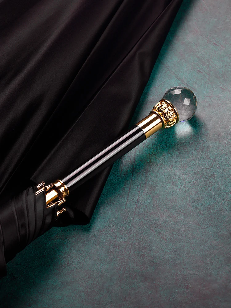 Прозрачный зонт с длинной ручкой черный водостойкий оригинальный двухслойный